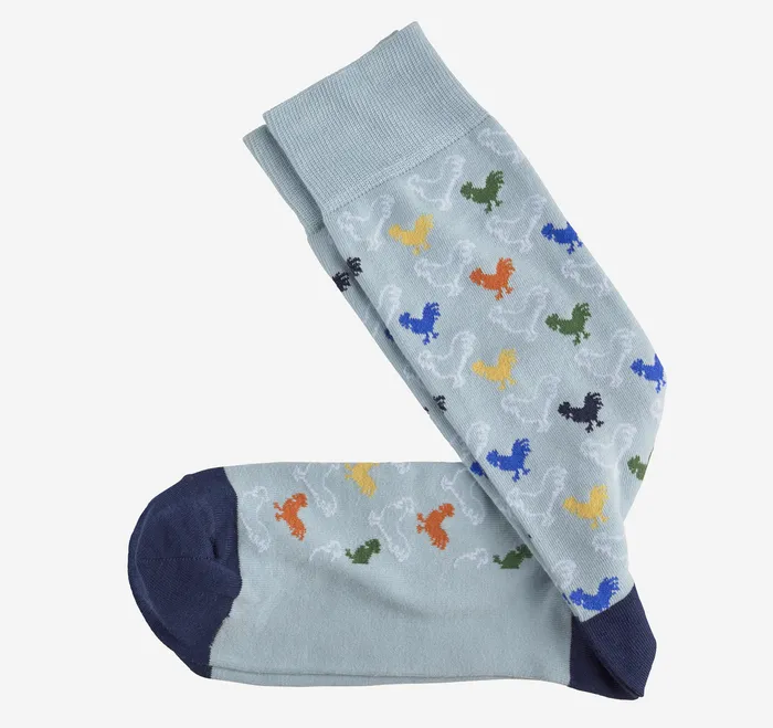 Men Novelty Socks Light Blue Chicken Socks Johnston and Murphy
