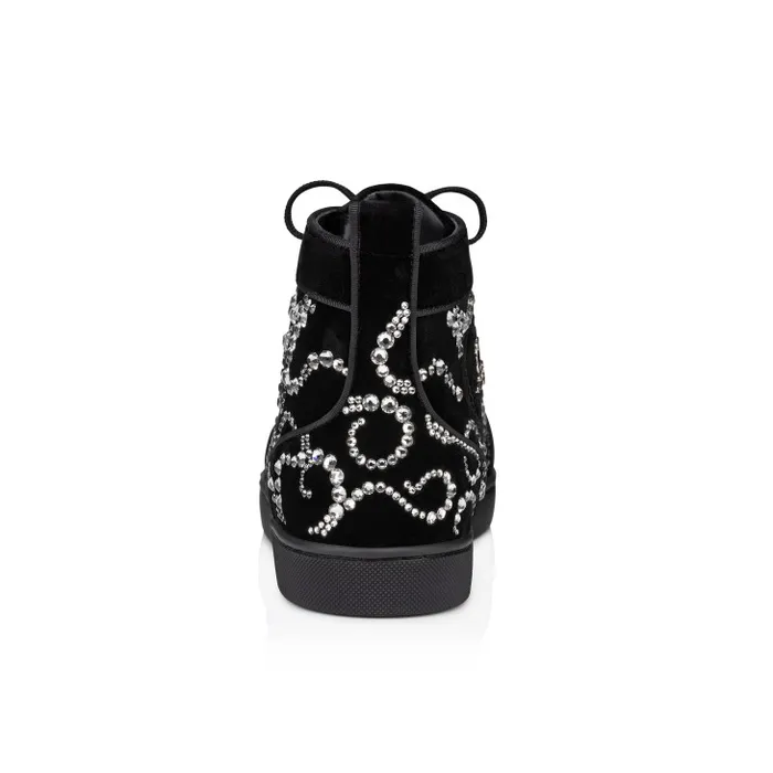 Men Octolouis Strass Hightop Sneakers 8211 Velvet And Strass 8211 Black Christian Louboutin Sneakers
