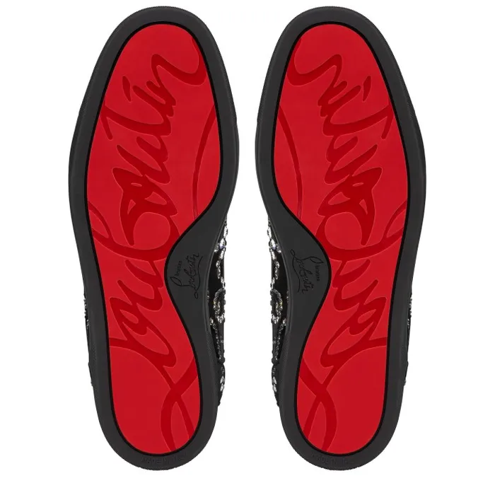 Men Octolouis Strass Hightop Sneakers 8211 Velvet And Strass 8211 Black Christian Louboutin Sneakers