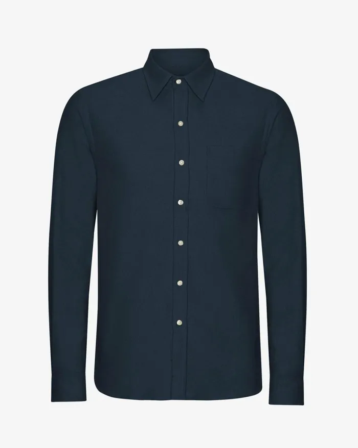 Men Organic Flannel Shirt Navy Blue Colorful Standard Shirts