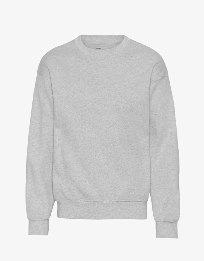 Men Organic Oversized Crew 8211 Heather Grey Crewneck Sweatshirts Colorfulstandard