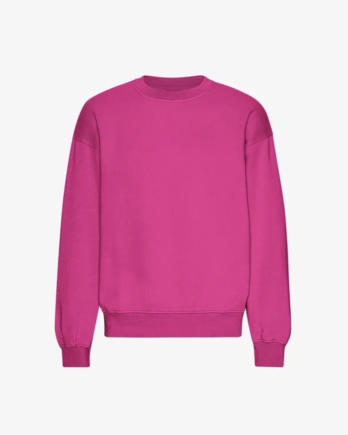 Men Organic Oversized Crew Magenta Blaze Colorful Standard Crewneck Sweatshirts