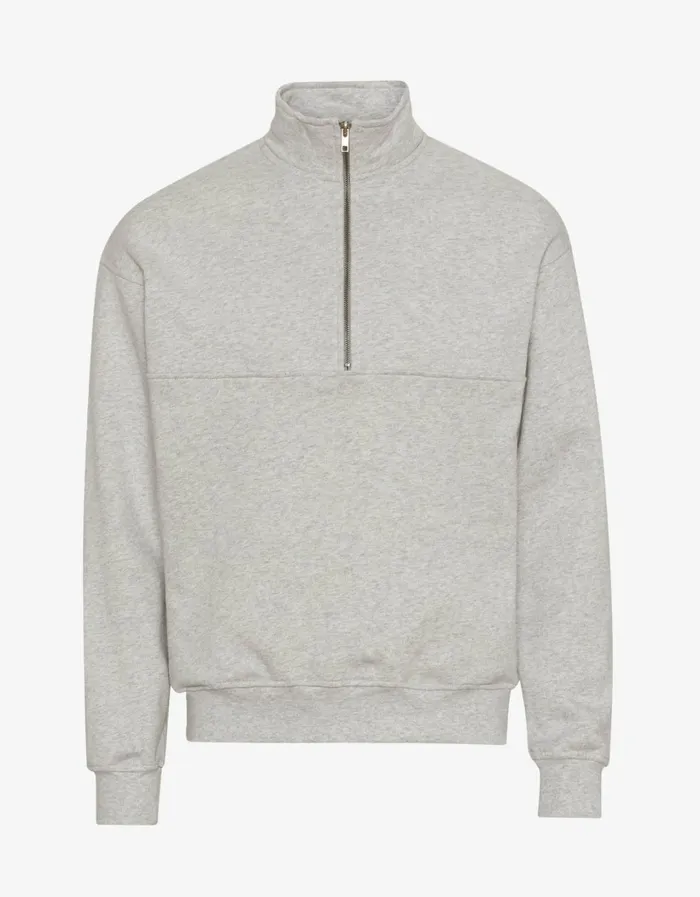 Men Organic Quarter Zip Heather Grey Colorful Standard Quarter Zips