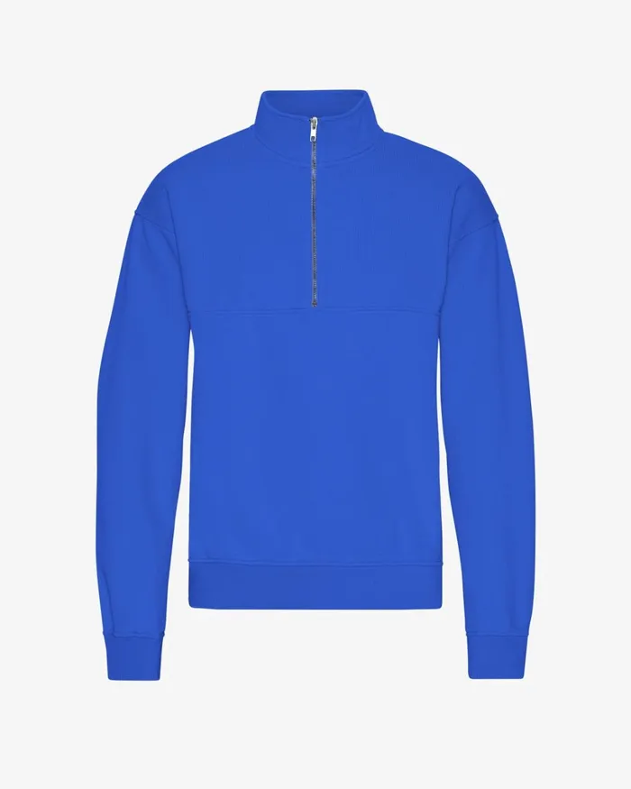 Men Organic Quarter Zip Sapphire Blue Colorful Standard Quarter Zips
