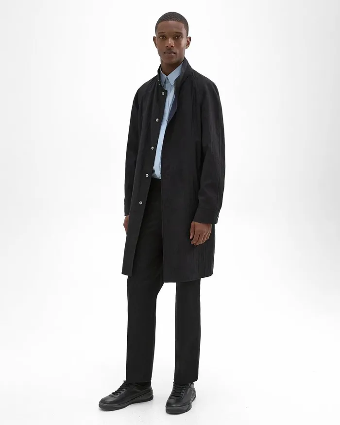 Men Outerwear Theory Reversible StandCollar Trench Coat Black