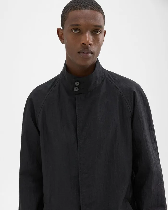 Men Outerwear Theory Reversible StandCollar Trench Coat Black