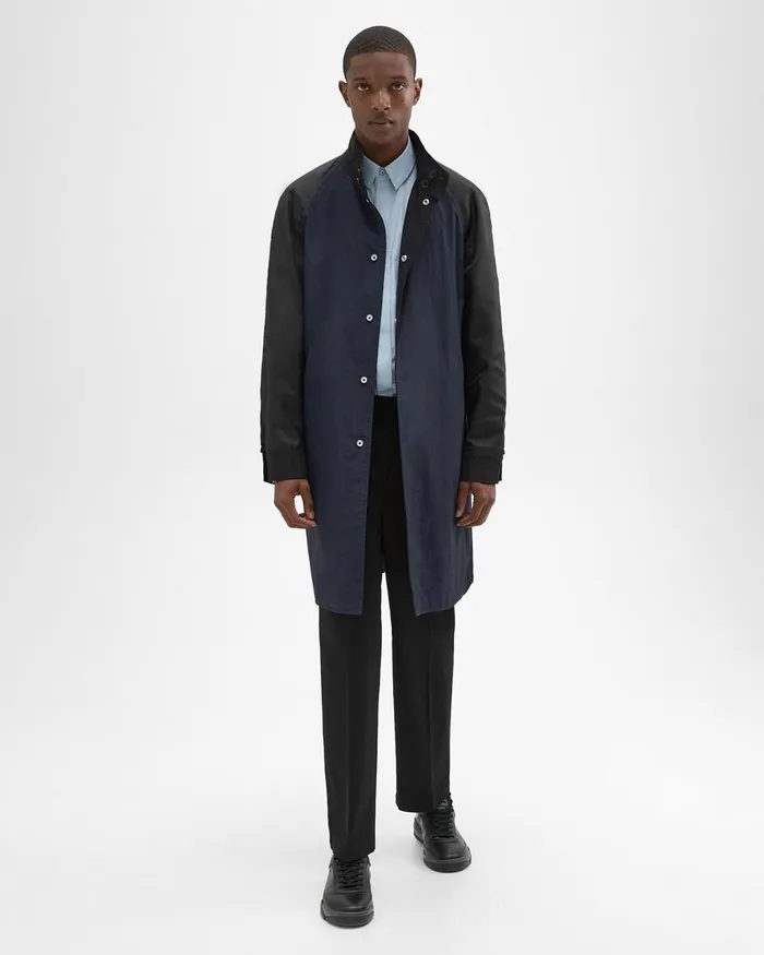 Men Outerwear Theory Reversible StandCollar Trench Coat Black
