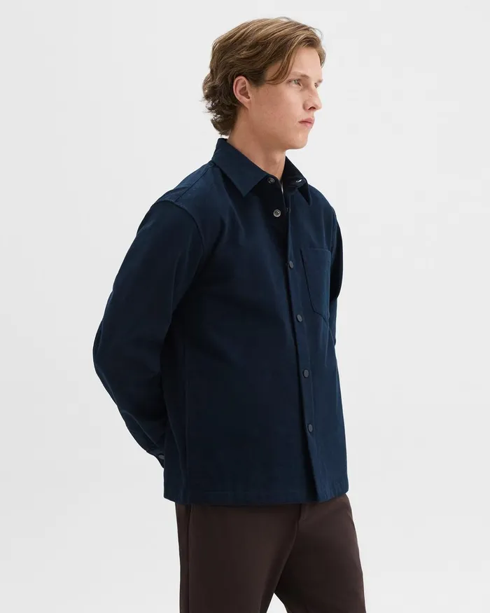 Men Outerwear Theory Shirt Jacket In Moleskin Twill Baltic