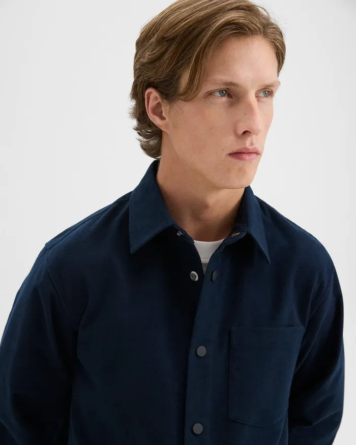 Men Outerwear Theory Shirt Jacket In Moleskin Twill Baltic