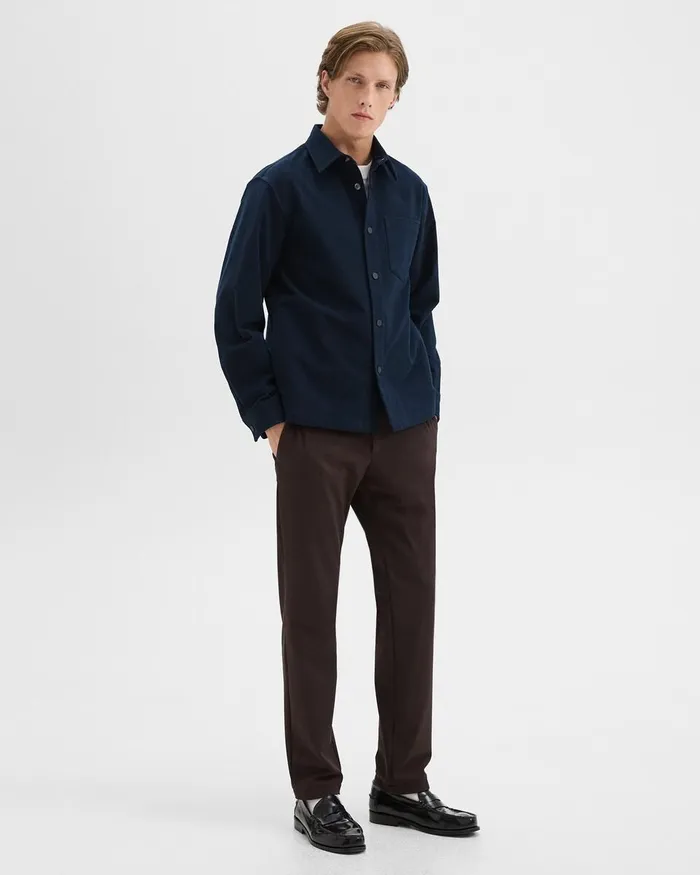 Men Outerwear Theory Shirt Jacket In Moleskin Twill Baltic
