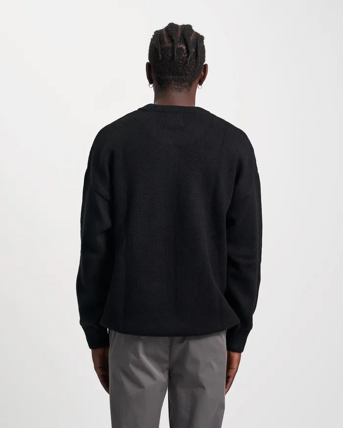 Men Oversized Merino Wool Crew 8211 Deep Black Knit Sweaters Colorfulstandard