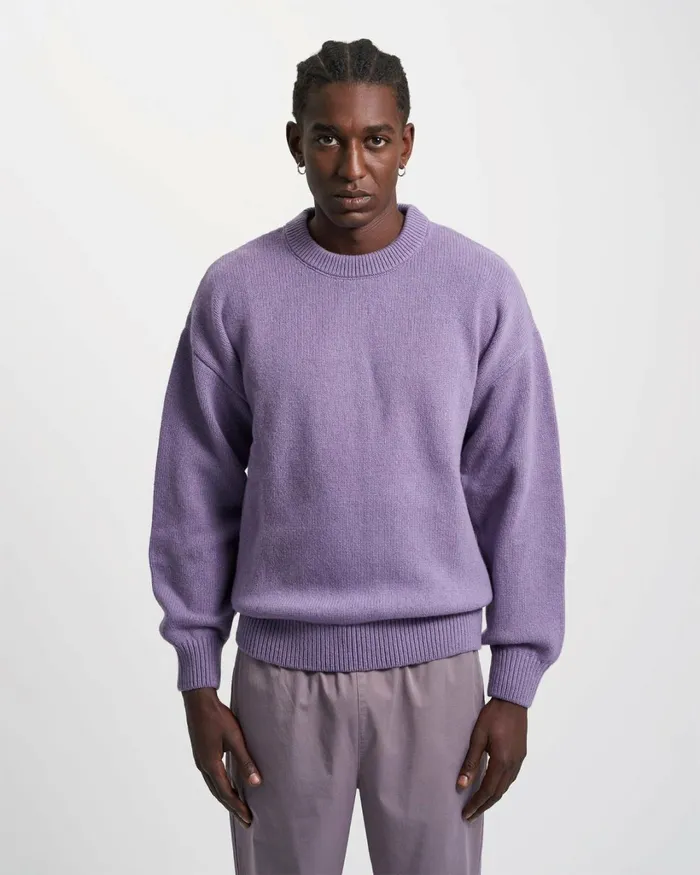 Men Oversized Merino Wool Crew Burned Yellow Colorful Standard Knit Sweaters