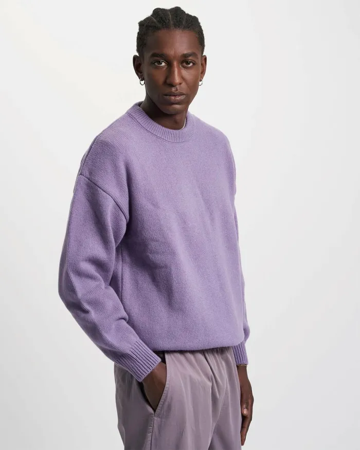 Men Oversized Merino Wool Crew Burned Yellow Colorful Standard Knit Sweaters