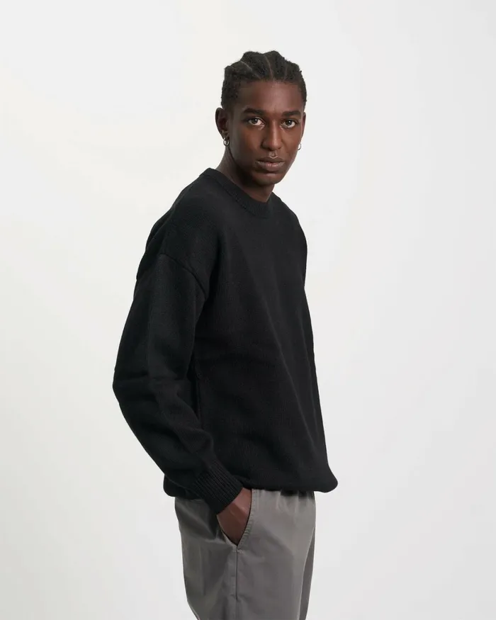 Men Oversized Merino Wool Crew Soft Lavender Colorful Standard Knit Sweaters