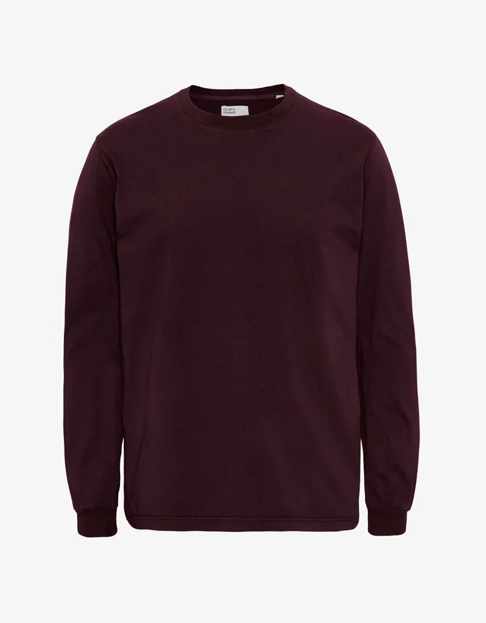 Men Oversized Organic LS TShirt 8211 Oxblood Red TShirts Colorfulstandard
