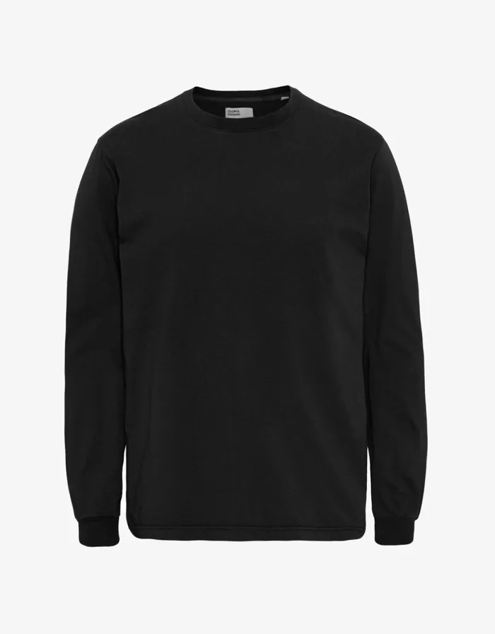 Men Oversized Organic LS TShirt Deep Black Colorful Standard TShirts