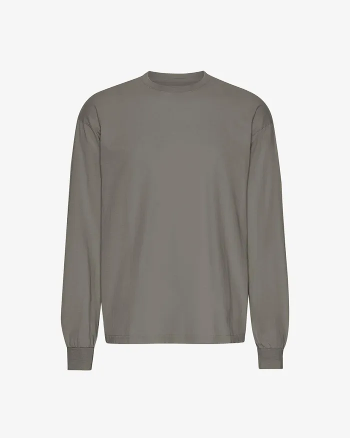 Men Oversized Organic LS TShirt Misty Brown Colorful Standard TShirts