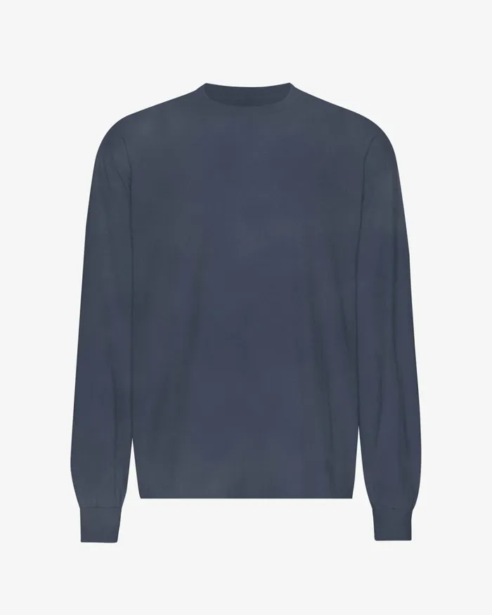 Men Oversized Organic LS TShirt Neptune Blue Colorful Standard TShirts