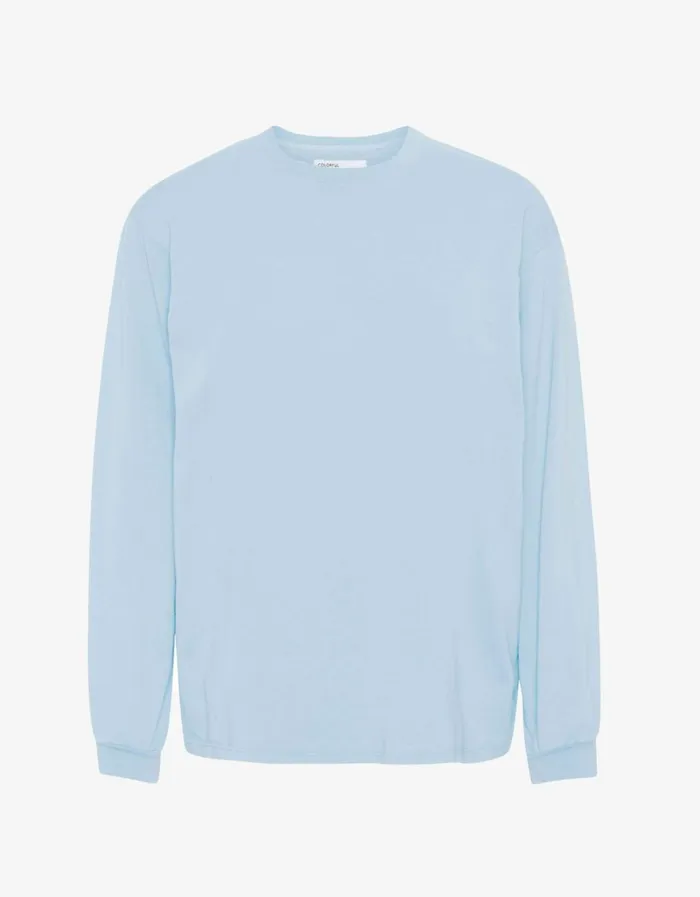 Men Oversized Organic LS TShirt Polar Blue Colorful Standard TShirts