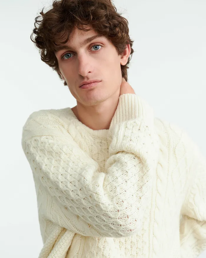 Men OWEN SWEATER Ivory Sweaters Nili Lotan