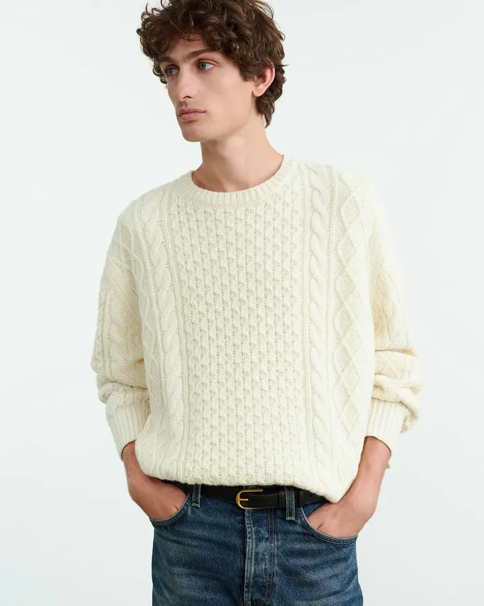 Men OWEN SWEATER Ivory Sweaters Nili Lotan