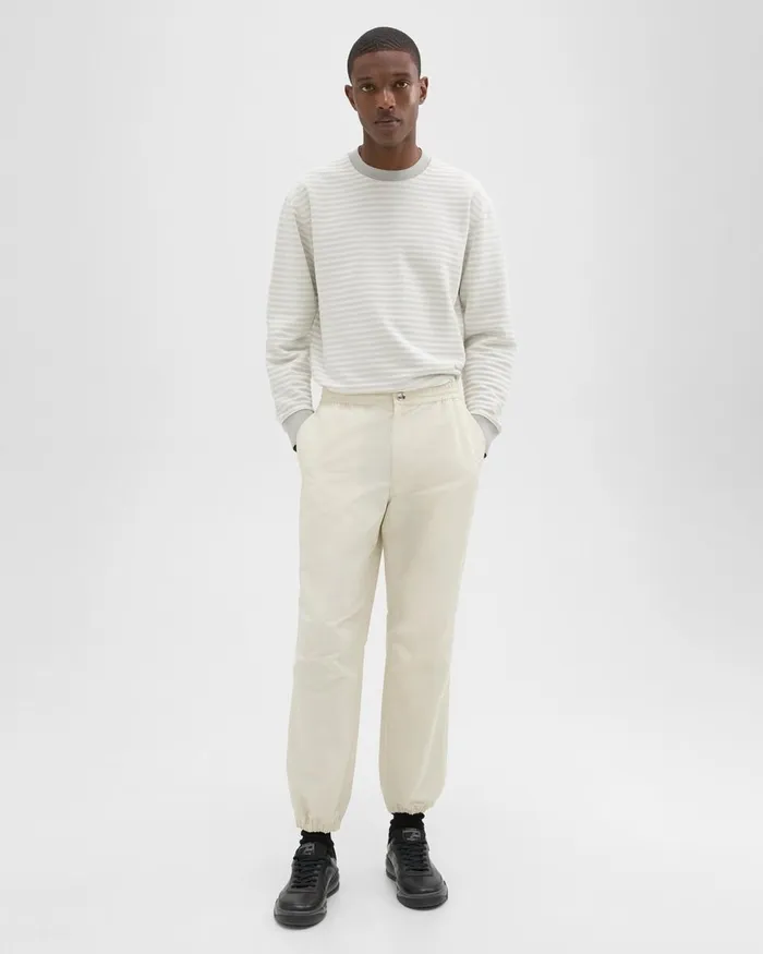 Men Pants Theory CottonBlend Jogger Pant Ecru