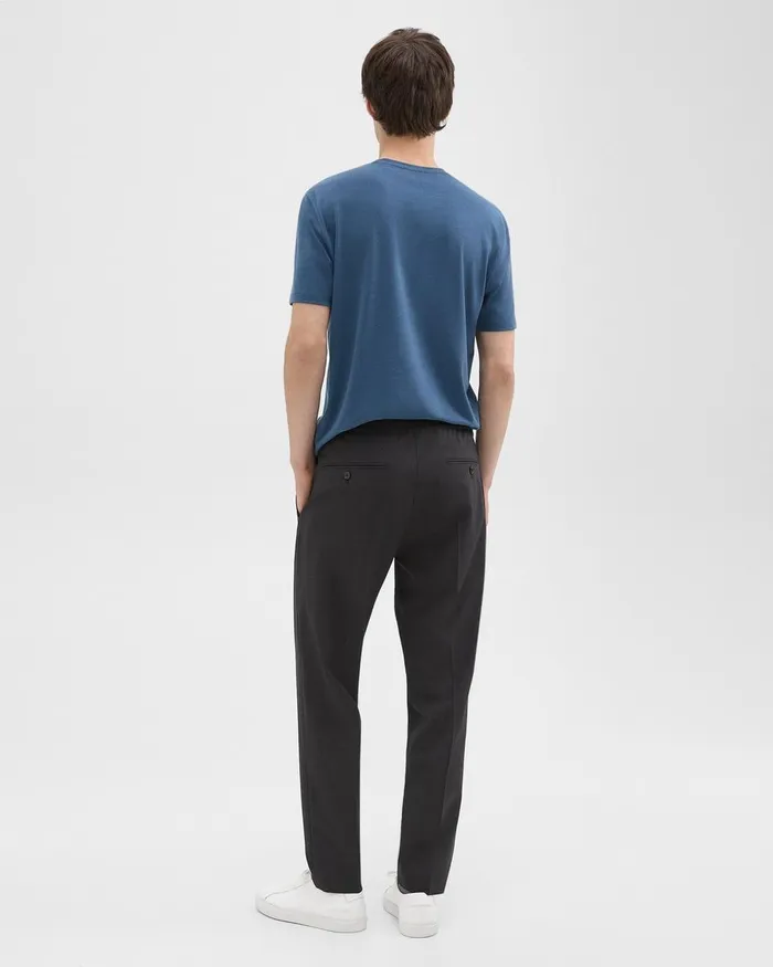 Men Pants Theory Larin Drawstring Pant In Stretch Wool Dark Charcoal