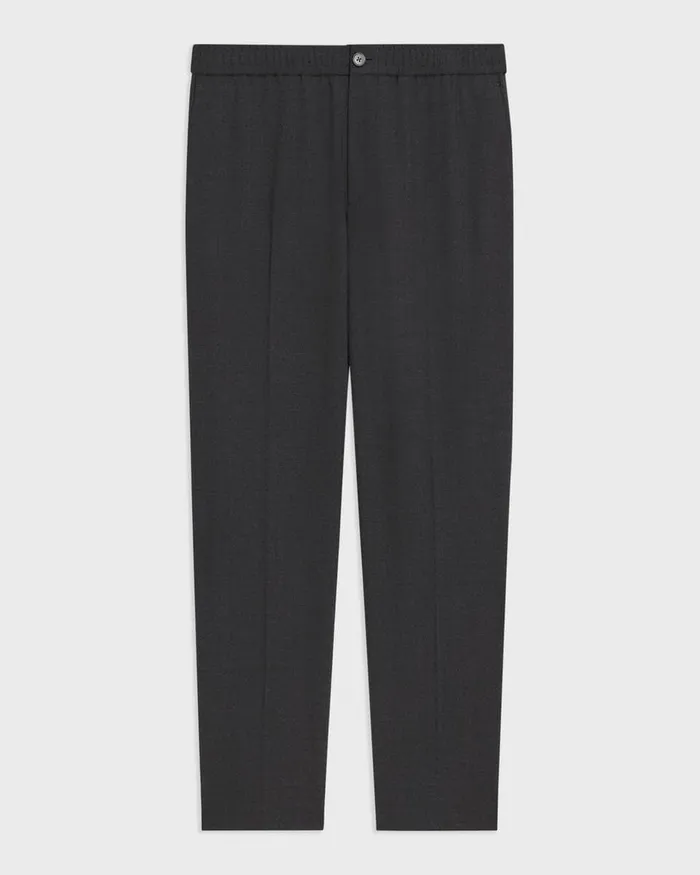 Men Pants Theory Larin Drawstring Pant In Stretch Wool Dark Charcoal
