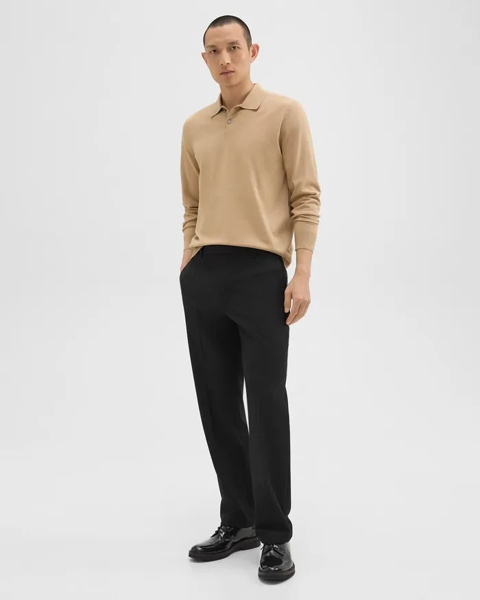 Men Pants Theory Straight Pant In WoolBlend Twill Black