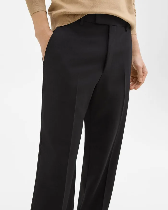 Men Pants Theory Straight Pant In WoolBlend Twill Black