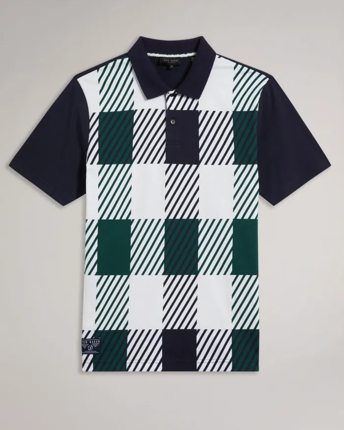 Men POLLAID 8211 Short Sleeve House Check Polo Shirt Navy Ted Baker Polo Shirts