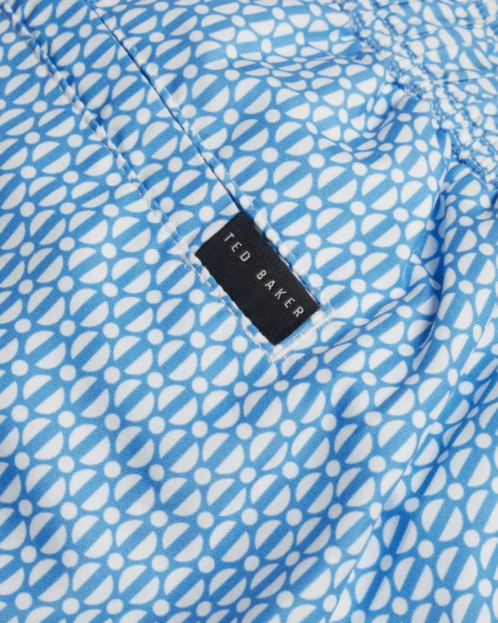 Men POPOV 8211 Geometric Swim Shorts Bright Blue Ted Baker Swimwear and Beachwear