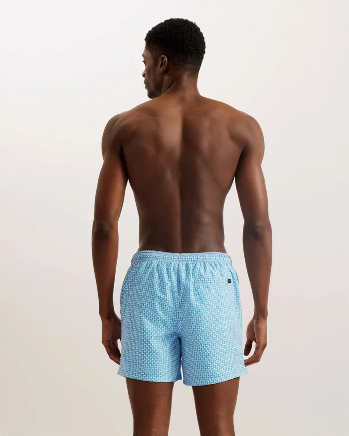 Men POPOV 8211 Geometric Swim Shorts Bright Blue Ted Baker Swimwear and Beachwear