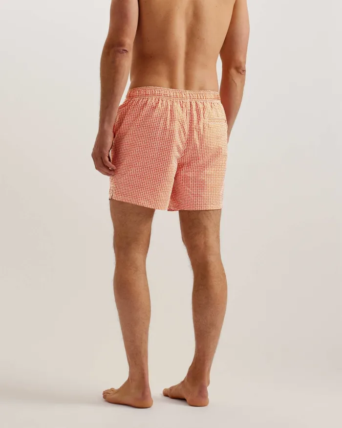 Men POPOV 8211 Geometric Swim Shorts Bright Orange Ted Baker Swimwear and Beachwear