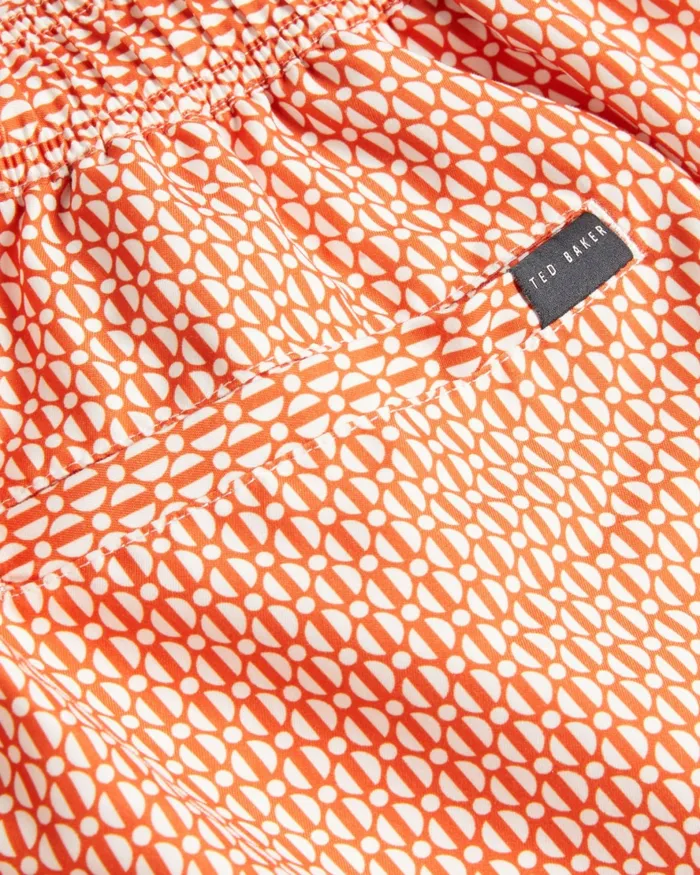 Men POPOV 8211 Geometric Swim Shorts Bright Orange Ted Baker Swimwear and Beachwear