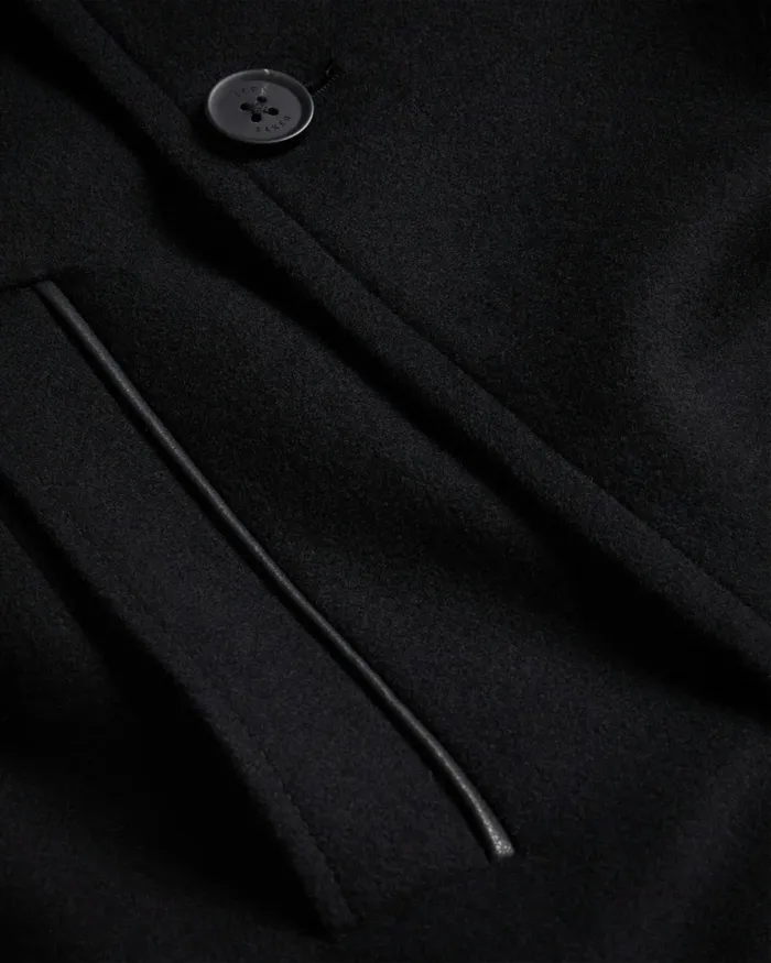 Men RADFORD 8211 Longline Wool Funnel Neck Wrap Coat Black Ted Baker Coats and Jackets