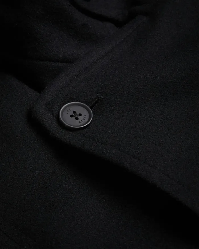 Men RADFORD 8211 Longline Wool Funnel Neck Wrap Coat Black Ted Baker Coats and Jackets