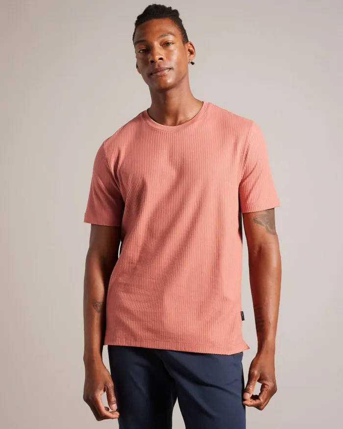 Men RAKES 8211 Textured Regular Fit TShirt Medium Pink Ted Baker Tops Men RAKES 8211 Textured Regular Fit TShirt Medium Pink Ted Baker Tops