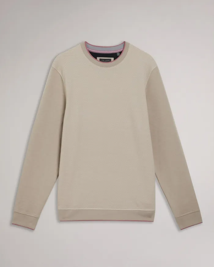 Men RAKET 8211 Textured Front Jumper Stone Ted Baker Tops