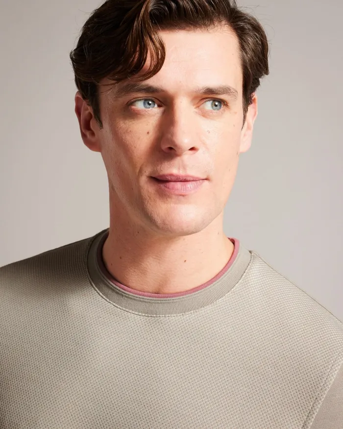 Men RAKET 8211 Textured Front Jumper Stone Ted Baker Tops