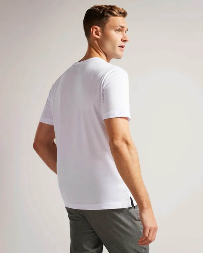 Men REWILD 8211 Short Sleeve Regular Fit Moth Print TShirt White Ted Baker Tops