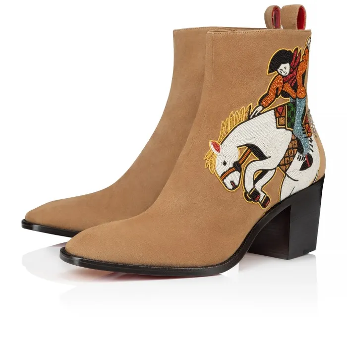 Men Rosalucky 70 Mm 8211 Boots 8211 Veau Velours Giddy Embroidered 8211 Lionne Christian Louboutin Boots