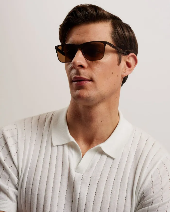 Men RUPERTI 8211 Retro Square Frame Sunglasses Brown Ted Baker Sunglasses