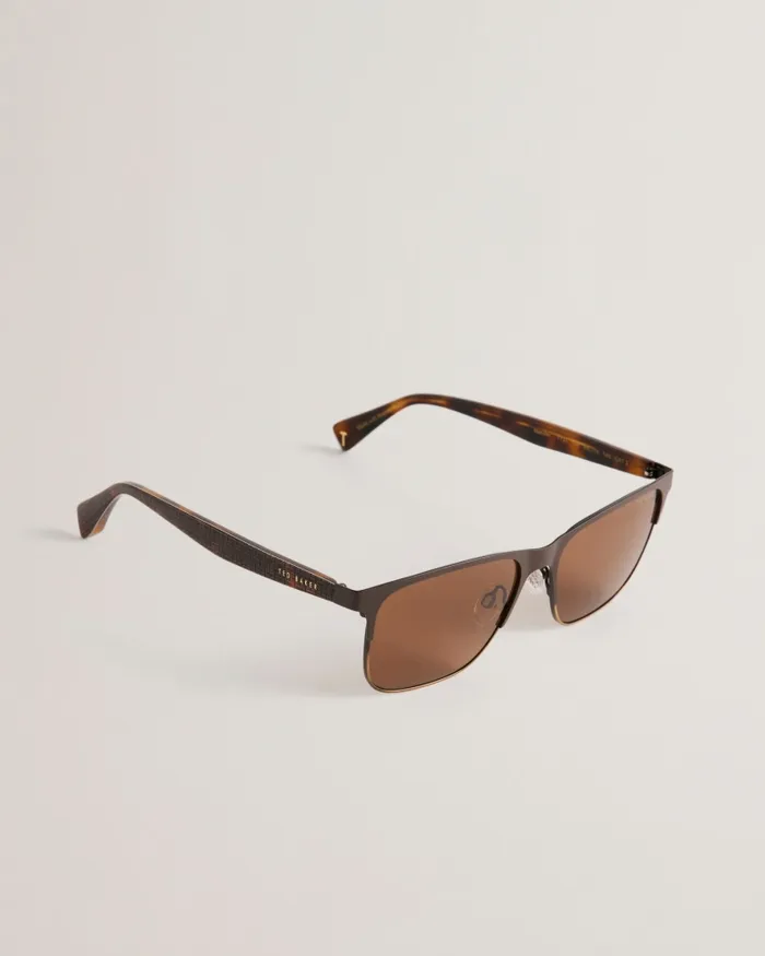 Men RUPERTI 8211 Retro Square Frame Sunglasses Brown Ted Baker Sunglasses