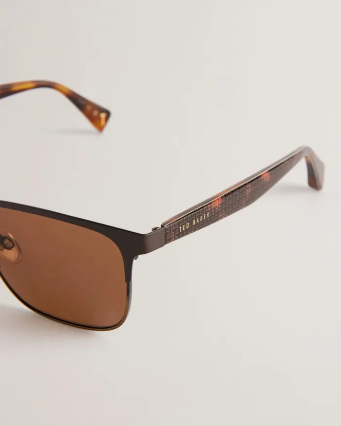 Men RUPERTI 8211 Retro Square Frame Sunglasses Brown Ted Baker Sunglasses