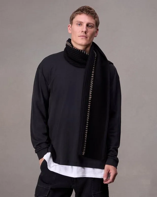 Men Scarves Rag and Bone Clarkson Wool Scarf Black