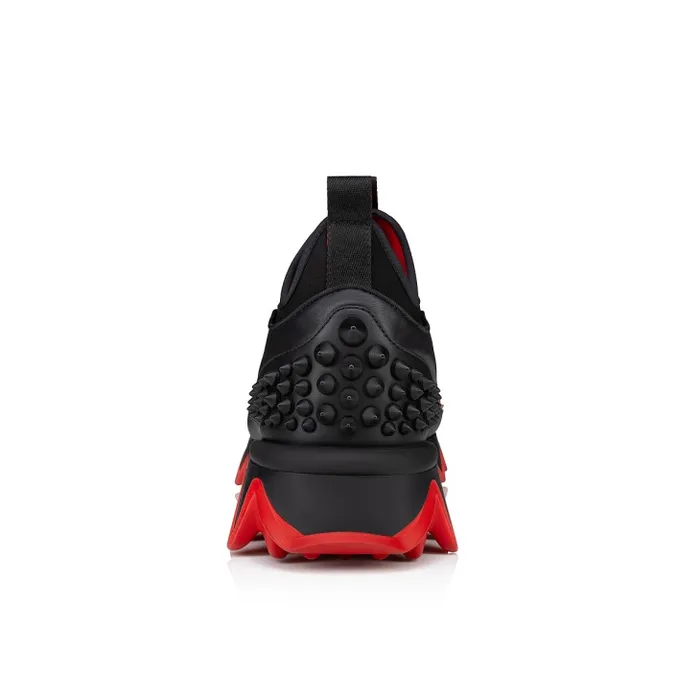 Men Sharkyloub SP Spikes Sneakers 8211 Calf Leather Neoprene And Spikes 8211 Black Christian Louboutin Sneakers