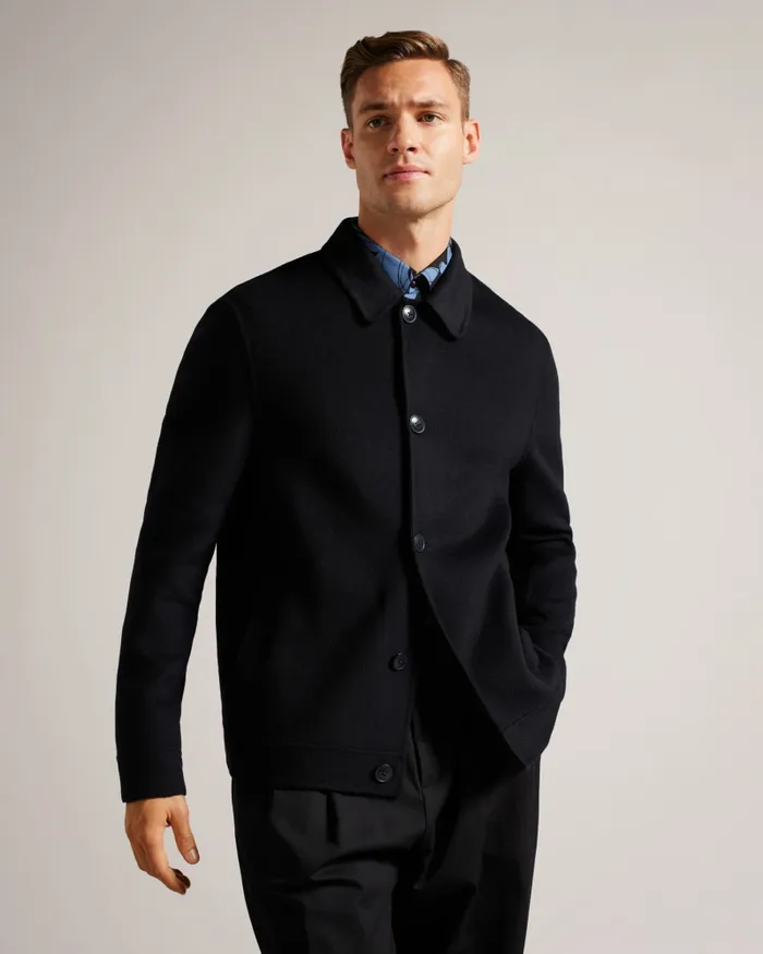 Men SHARPOW 8211 Wool Blend Collared Jacket Navy Ted Baker Coats and Jackets
