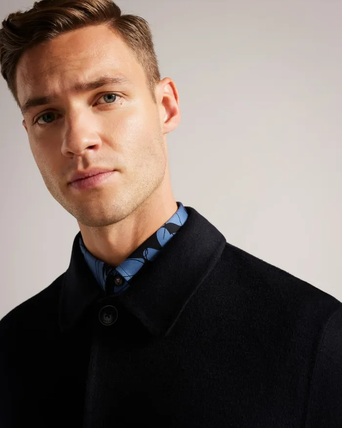 Men SHARPOW 8211 Wool Blend Collared Jacket Navy Ted Baker Coats and Jackets