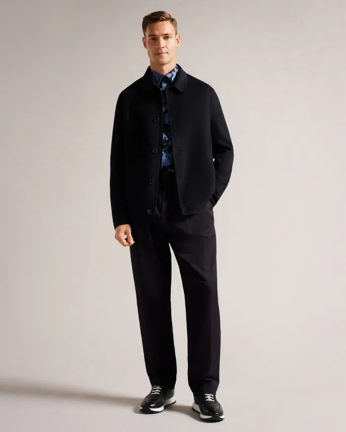 Men SHARPOW 8211 Wool Blend Collared Jacket Navy Ted Baker Coats and Jackets